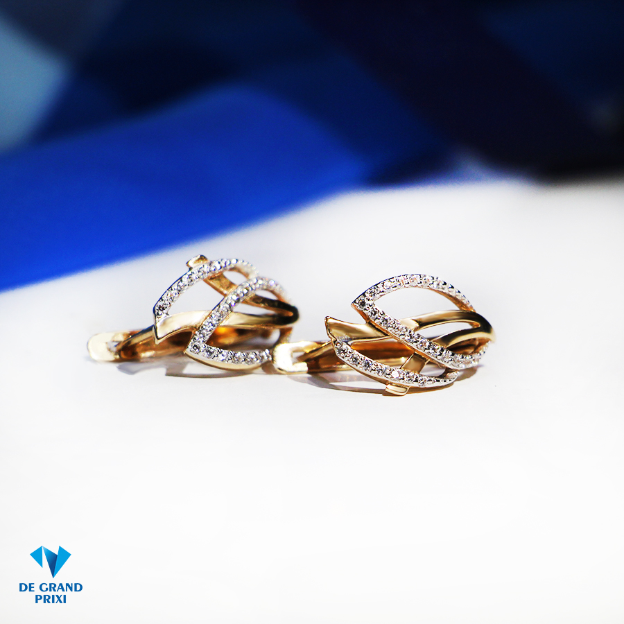 Серьги золотые с фианитами