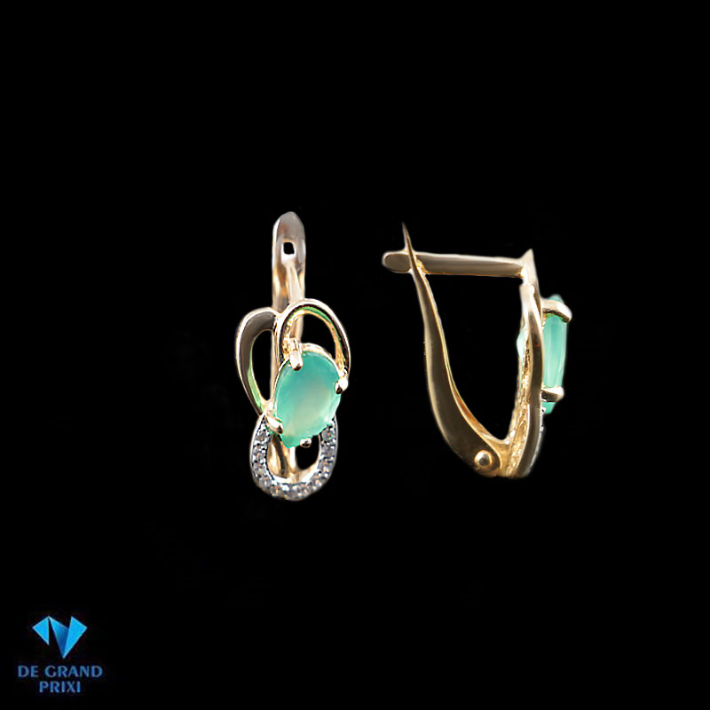 Серьги золотые с хризопразом