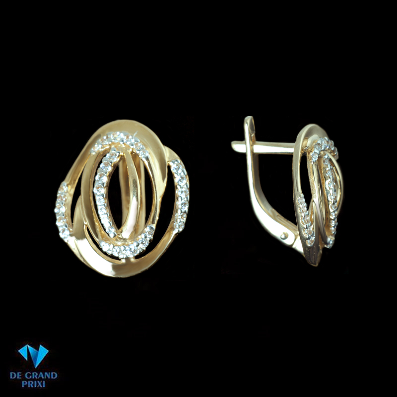 Серьги золотые с фианитами