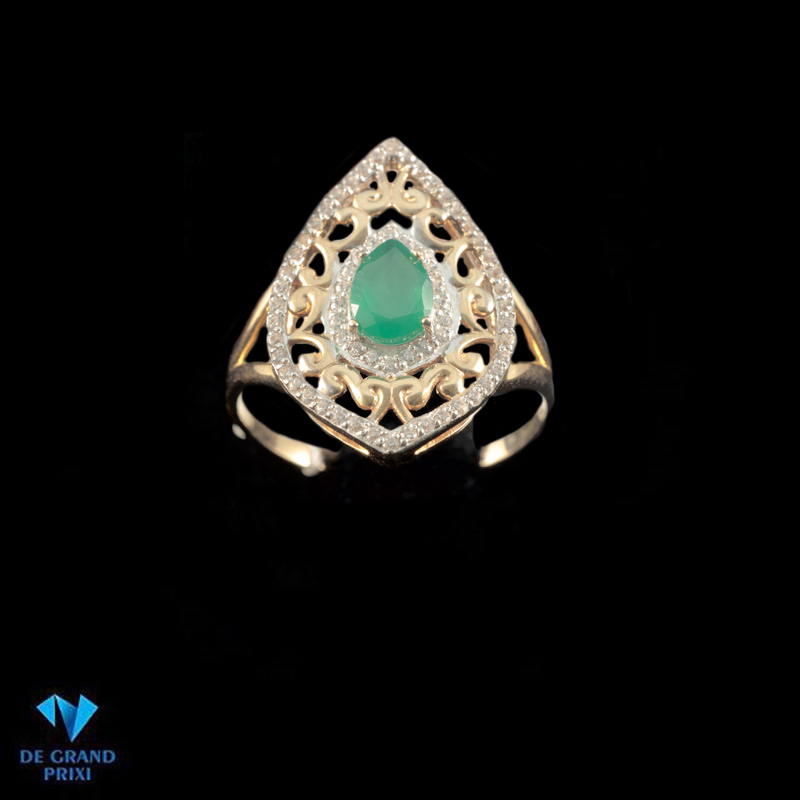 Кольцо золотое с хризопразом